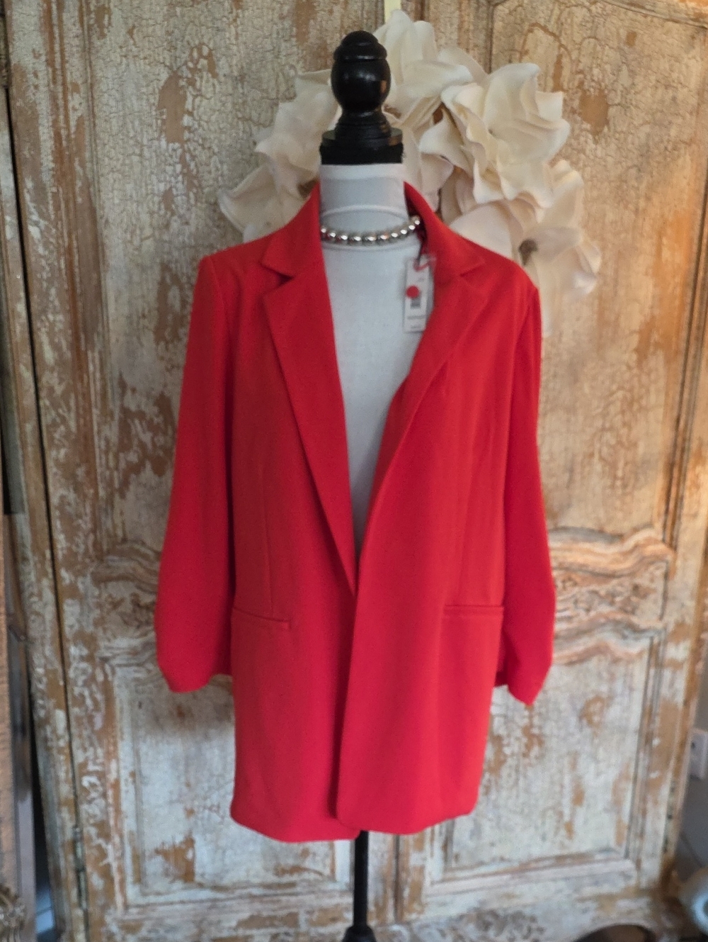 Tahari Red Longline Women's Blazer Jacket Xl